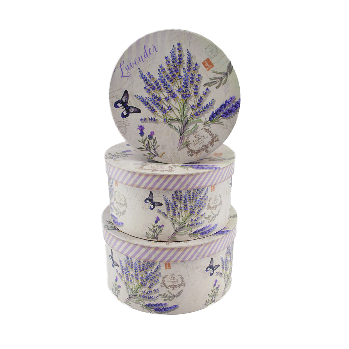 Set 3 Cutii Rotunde Lavender Wild Vintage